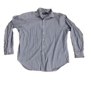 Polo‎ Ralph Lauren White Blue Striped Button Down Dress Shirt XL Long Sleeve